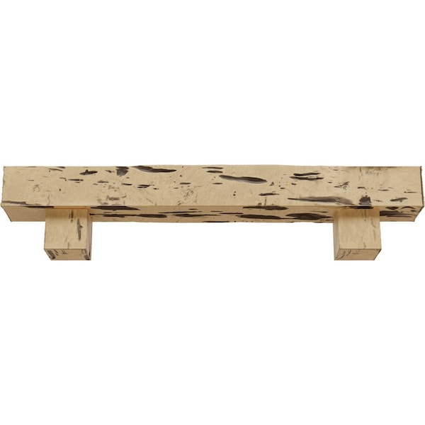 Kit W/ Alamo Corbels, NaturaL Pine, 4H X 4D X 84W Pecky Cypress Faux Wood Fireplace ManteL